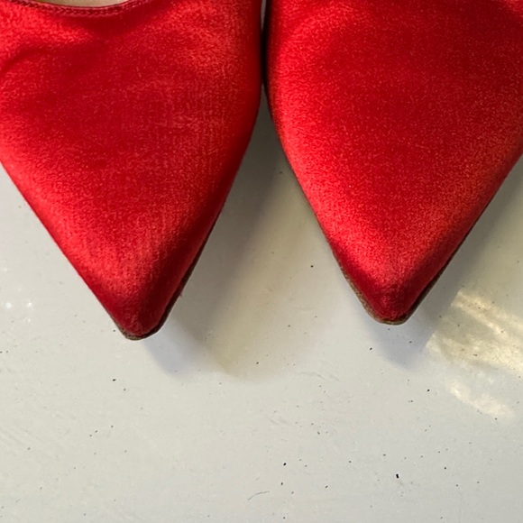 SHOWSTOPPERS! AQUAZZURA GORGEOUS HEELS! red satin and purple leather - Picture 7 of 7